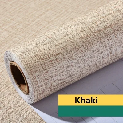 Flax Khaki ПВХ виниловые самоклеющиеся обои для спальни, гостиной, декоративные наклейки на стены для кухни, контактная бумага для полки, наклейки на стену - Цвет: Flax Khaki