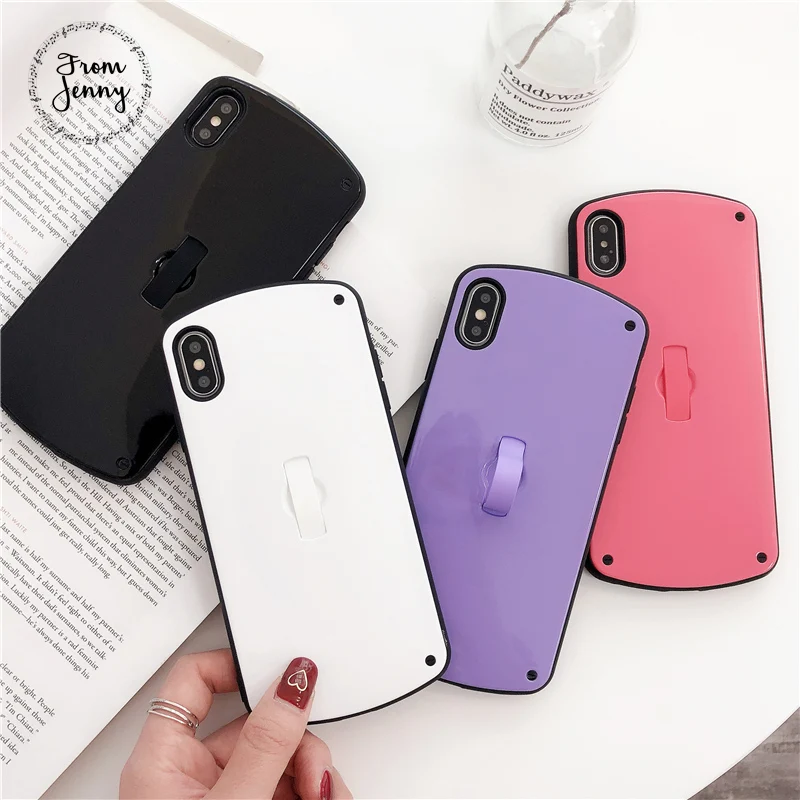 Чехол для iPhone 7 простой однотонный силиконовый чехол с кольцом X XS MAX XR 6 6s 8 Plus