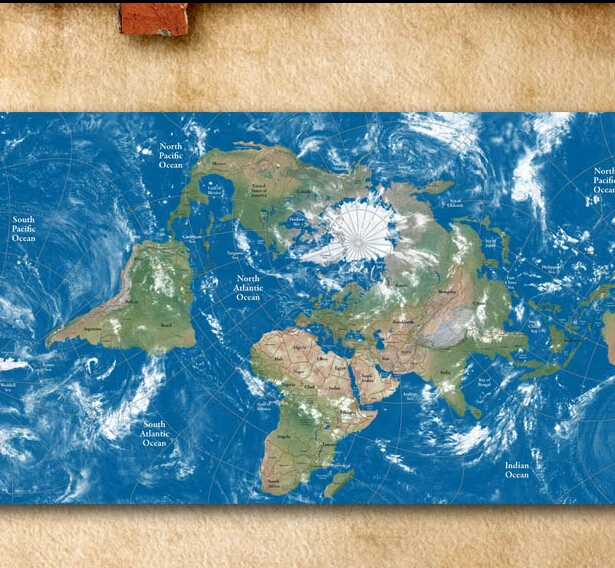 Blue sky poster for North Pole map wall decoration 1pc plat of pole free shipping Wall Decals fabric |
