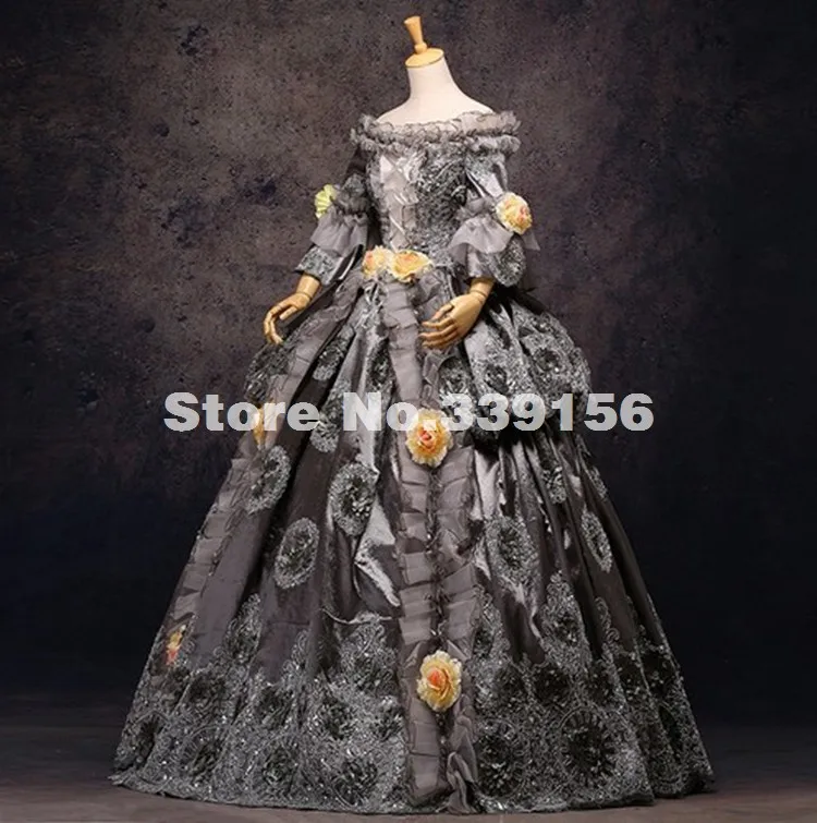 Высокая-класс Винтаж серый 18th века Rococo барокко Мария Антуанетта Средневековый
