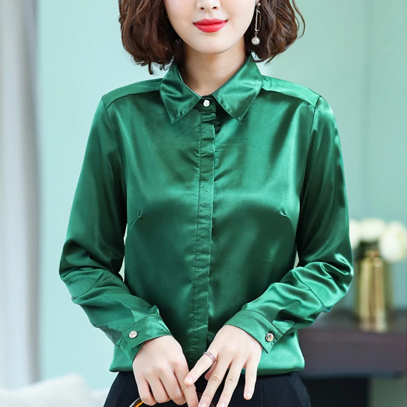 Women Silk Shirt Elegant Satin Shirts Plus Size Blusas Mujer De Moda 2019 Womens Tops and Blouses Harajuku |