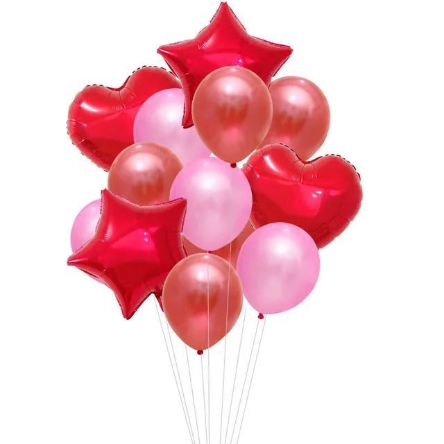 14pcs 14 шт./лот розовые конфетти шары латексные воздушные шары с металлическим отливом воздушный шар на день рождения Свадебная вечеринка украшения звезда гелиевый воздух Globos детская игрушка - Цвет: 14pcs