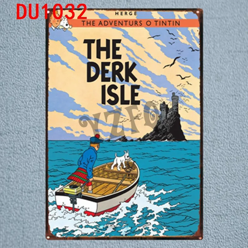 Tintin мультфильм оловянные знаки металлическая пластина настенный паб детская комната Домашний декор вечерние Винтаж Железный плакат Куадрос DU-1041 - Цвет: DU1032