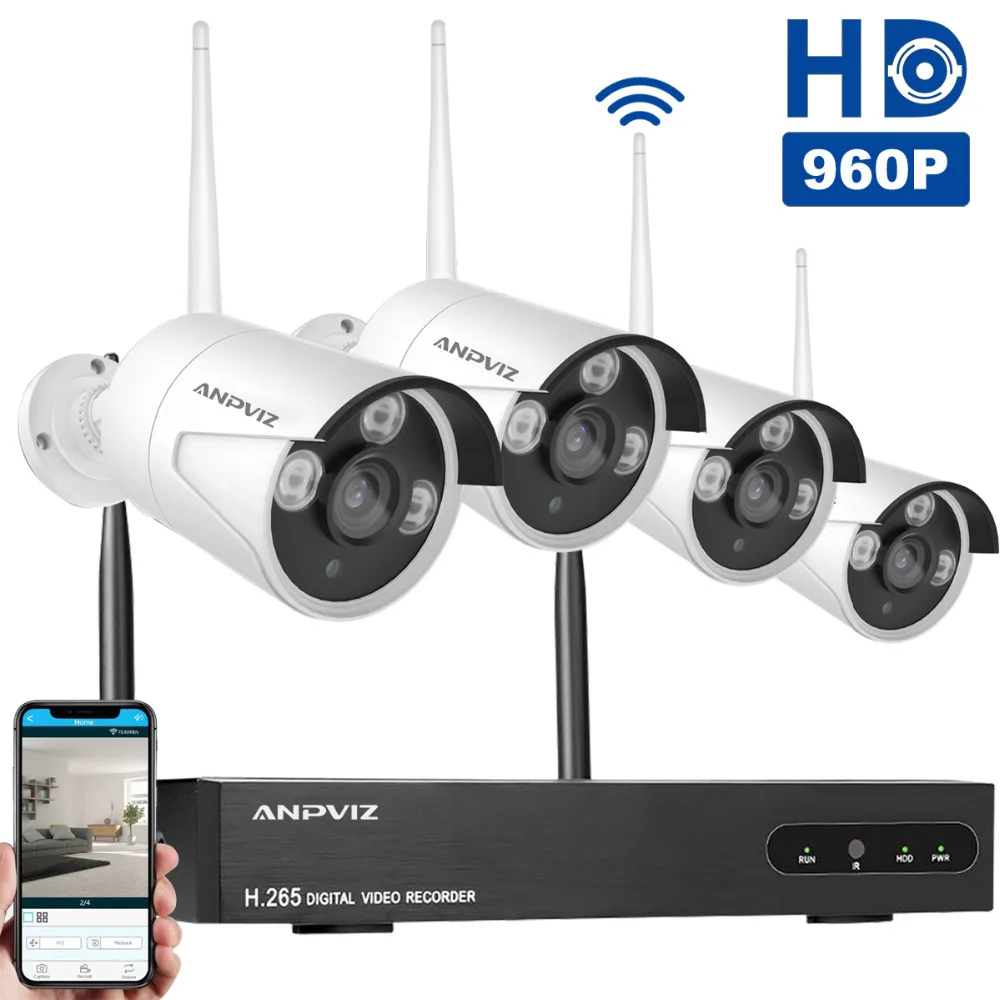 Anpviz Беспроводной камер безопасности System 1080p 4CH HDMI NVR с (4) 960 P HD 1.3MP всепогодный