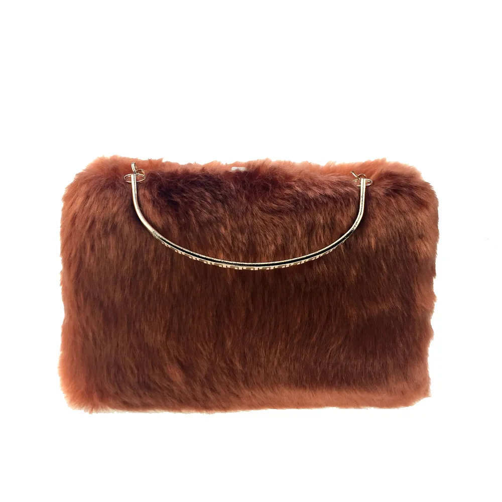 Зимние Для женщин искусственного меха Сумочка Сумка для вечерние клапаном Сумки