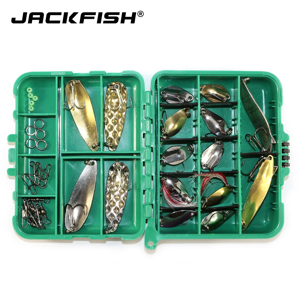 JACKFISH 37 шт. металлический Спиннер ложка набор рыболовных приманок смешанные