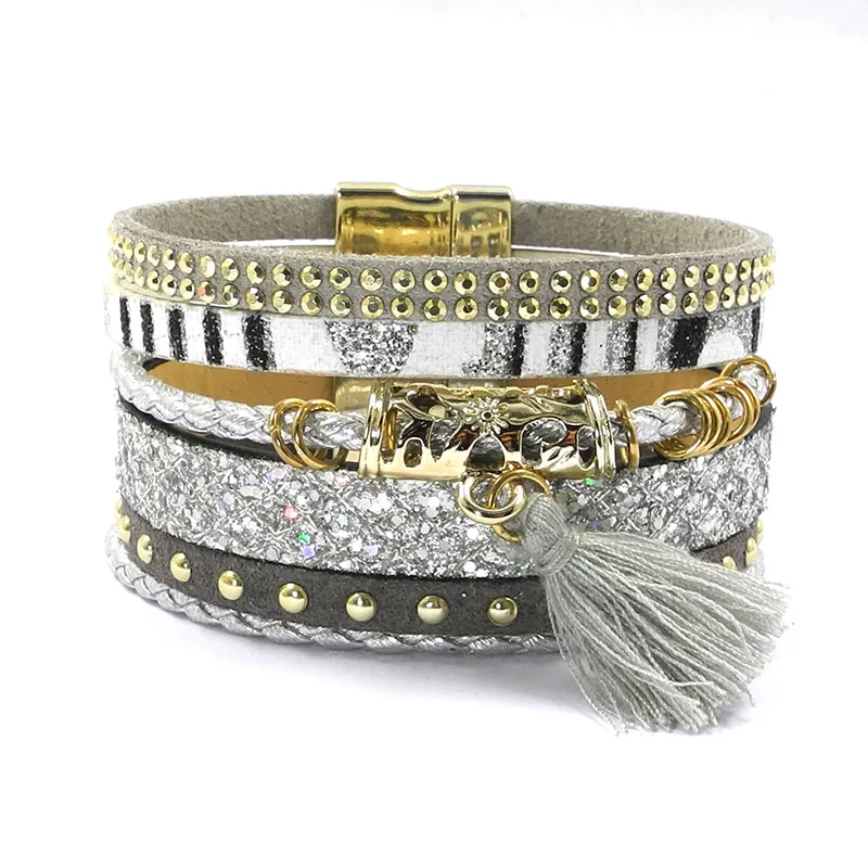 Кожаный браслет WELLMORE 4 цвета браслеты шармы для женщин украшения оптовая