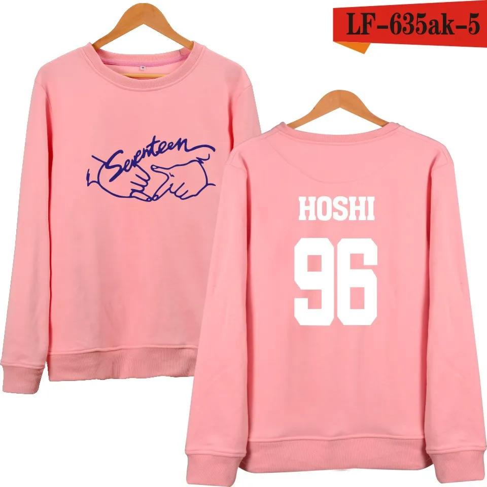 96 HOSHI pink WEJNXIN Kpop Seventeen толстовки для женщин модные имя члена печати О образным вырезом флис свитер для женщин, пуловер с капюшоном Sudaderas - Цвет: 96 HOSHI pink