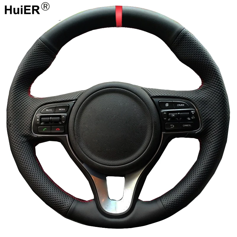 HuiER ручной швейный чехол рулевого колеса автомобиля для Kia K5 2016 2017 Sportage 4 KX5 красный