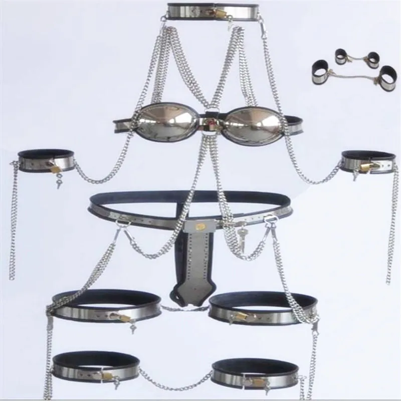 8 шт./компл. женский набор из нержавеющей стали для связывания наручники с ремнем