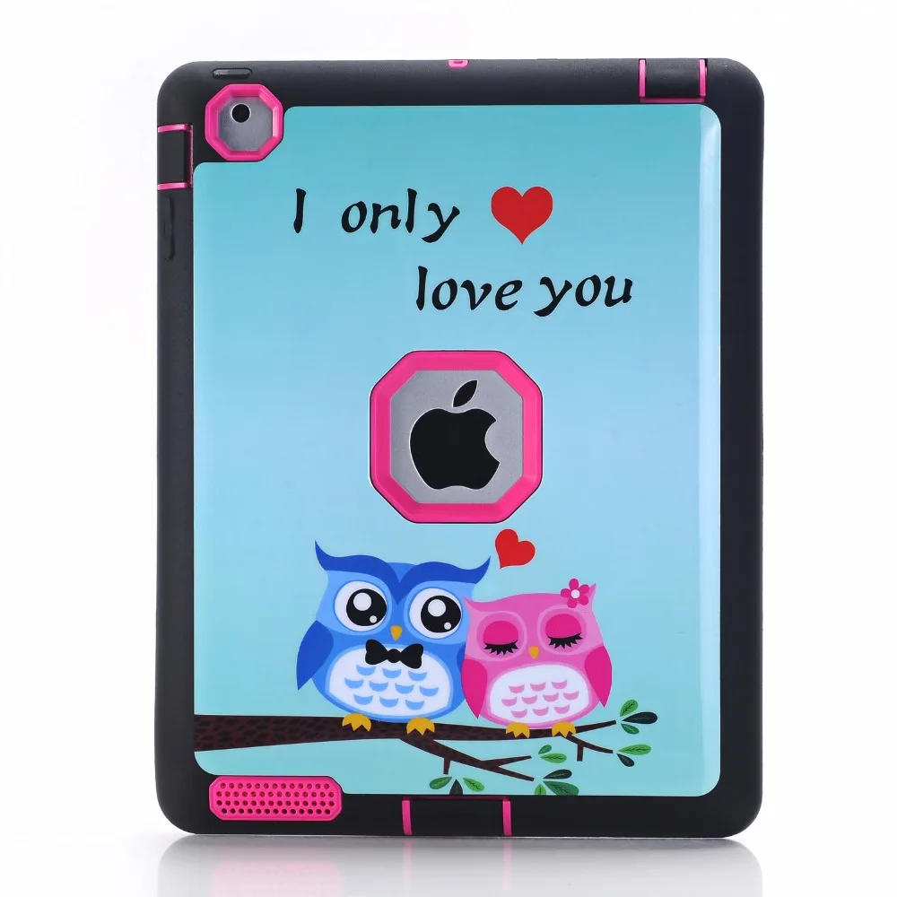 Противоударный Защитный 3 в 1 ТПУ &amp PC Сова Pattern tablet case cover for Apple ipad 2 4 |