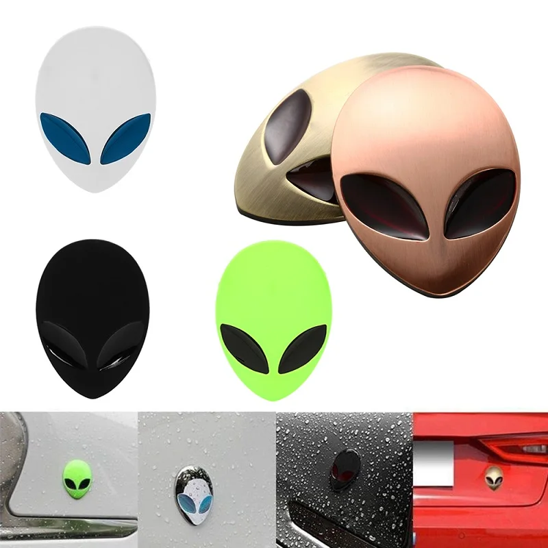 

3D Car Stickers Metal Alienware Alien Side Standard Modified Alien Emblem Motorcycle Car Body Styling Car Head Cover Sticker