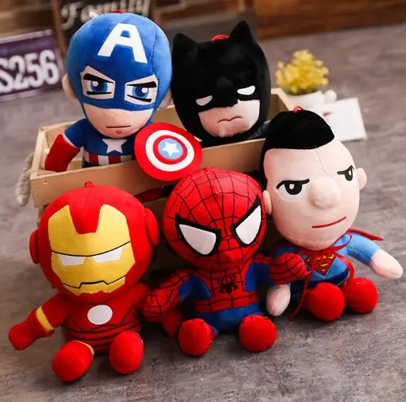 25 см Marvel Мстители мягкие игрушки супергероя Человек паук Капитан Америка