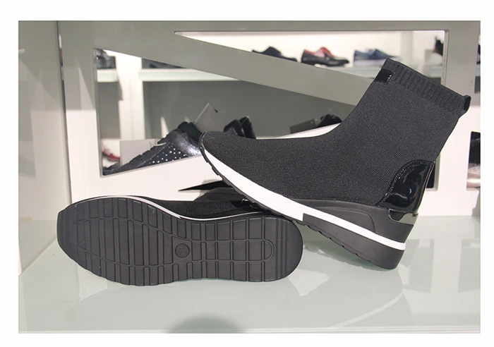 New Knitted Shoes Women High Top Women's Sock Sneakers Spring Women Knit Breathable Shoes Female Platform 6CM