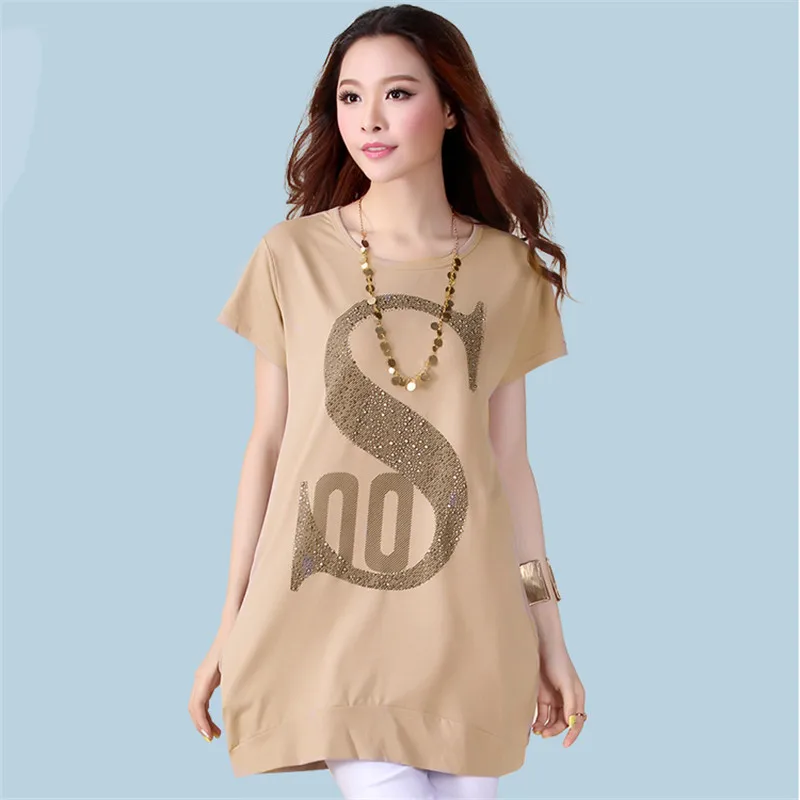 Summer women t-shirt 2018 new Large size short-sleeved thin female T-shirt loose medium long Round neck ladies top cw211 | Женская