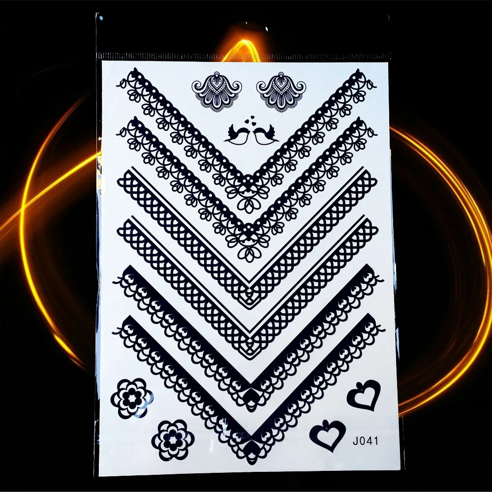 GoldOcean Yantra Мандала Black временная татуировка из хны Paste водостойкая поддельная