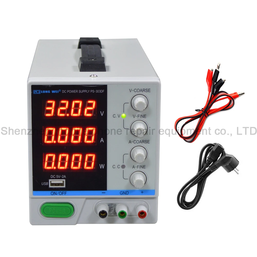 PS-303DF 30 V/3A Переключатель Регулируемая DC Напряжение Питание четырехзначный Дисплей Регулируемый для ремонта ноутбуков регулируется Питание