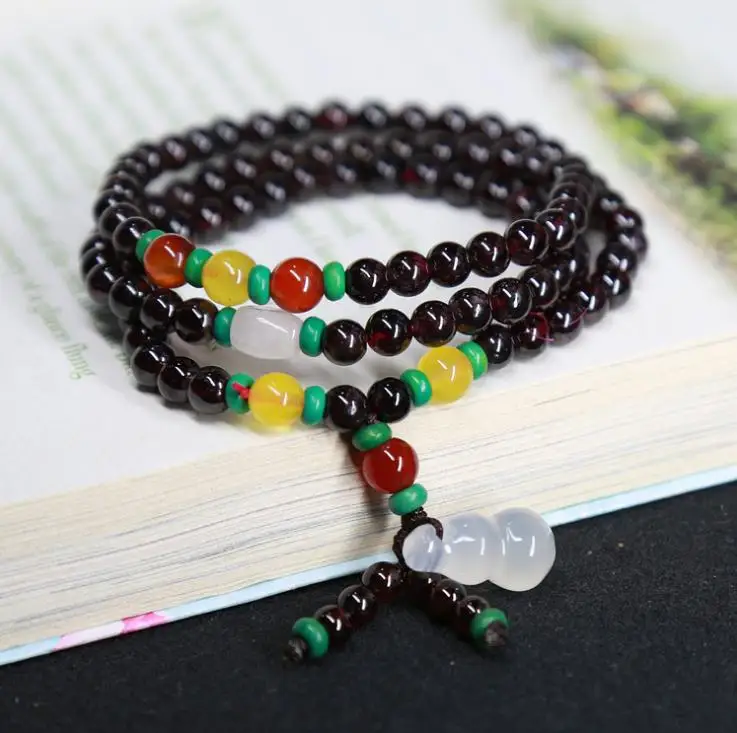 Натуральный гранатовый браслет multi-turn 5 мм аксессуары из натурального халцедона |