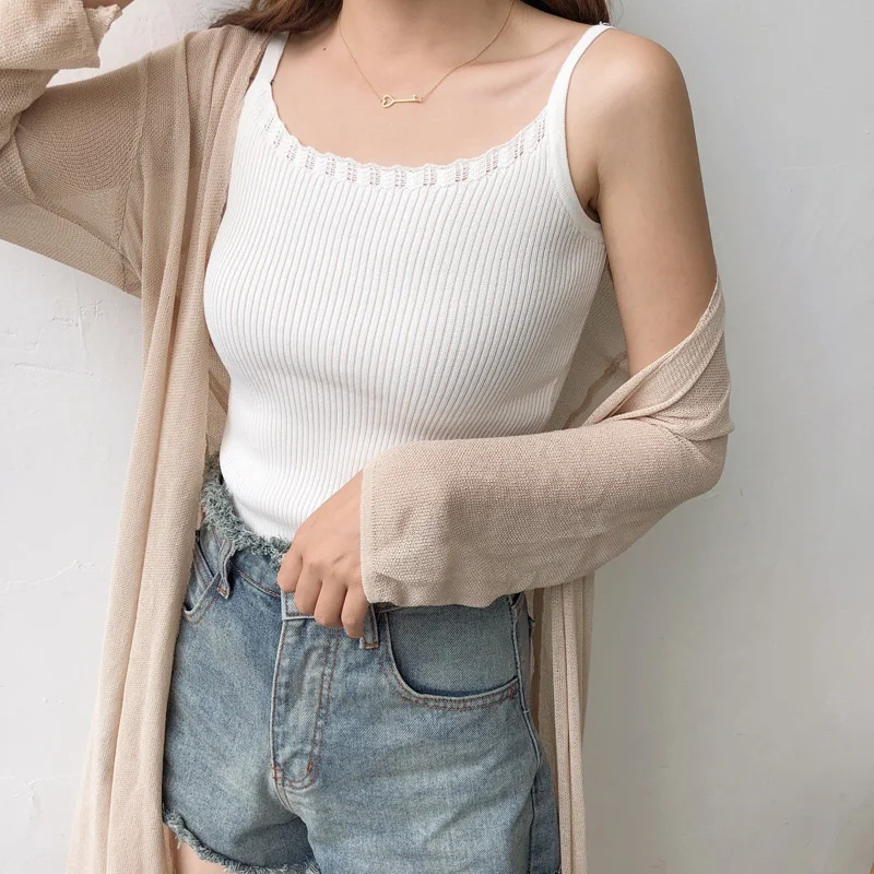 Сексуальные трикотажные топы ropa mujer Летний Топ для женщин топы на бретельках