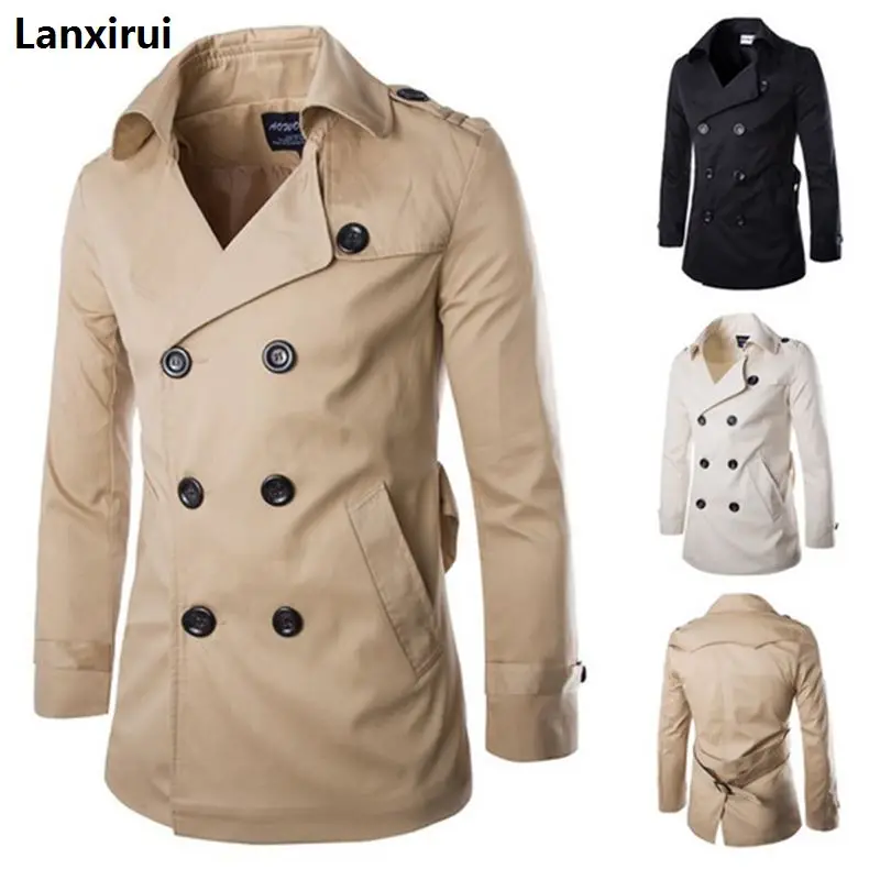 Trench coat men's spring autumn double breasted trench coat mens clothing medium and long jackets coats british style overcoat
Trench coat men's spring autumn double breasted trench coat mens clothing medium and long jackets coats british style overcoat