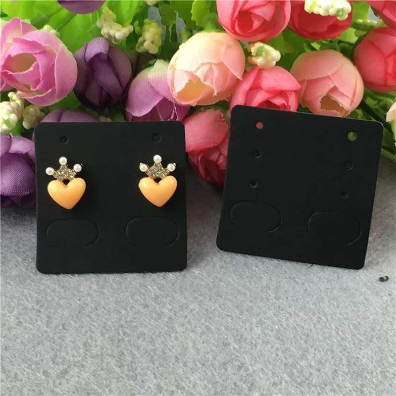 200 шт/партия 4x4 см классические крафт серьги карты коричневый черный пустой