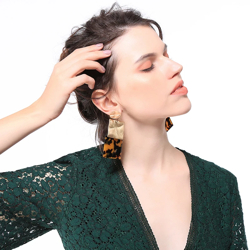 Серьги капли в богемном стиле Новое поступление Mulit цвет акрил квадратные серьги