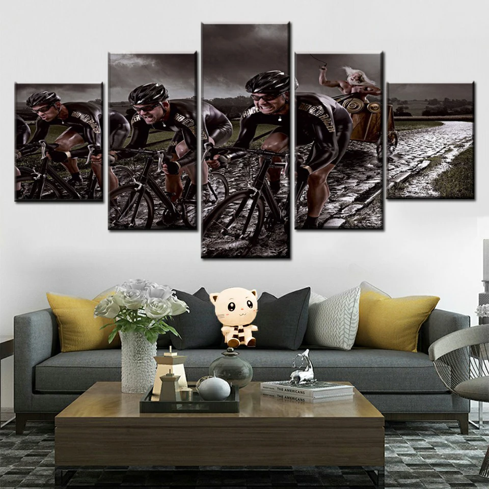 Настенная живопись постер на холсте 5 панелей Спортивная для велосипедистов Чейз