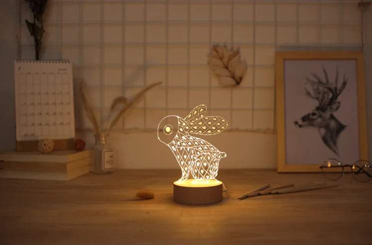 Креативный 3D ночник мультфильм Энтони Банни настольная Регулировка яркости лампы в форме кролика детская спальня крытый светильник
