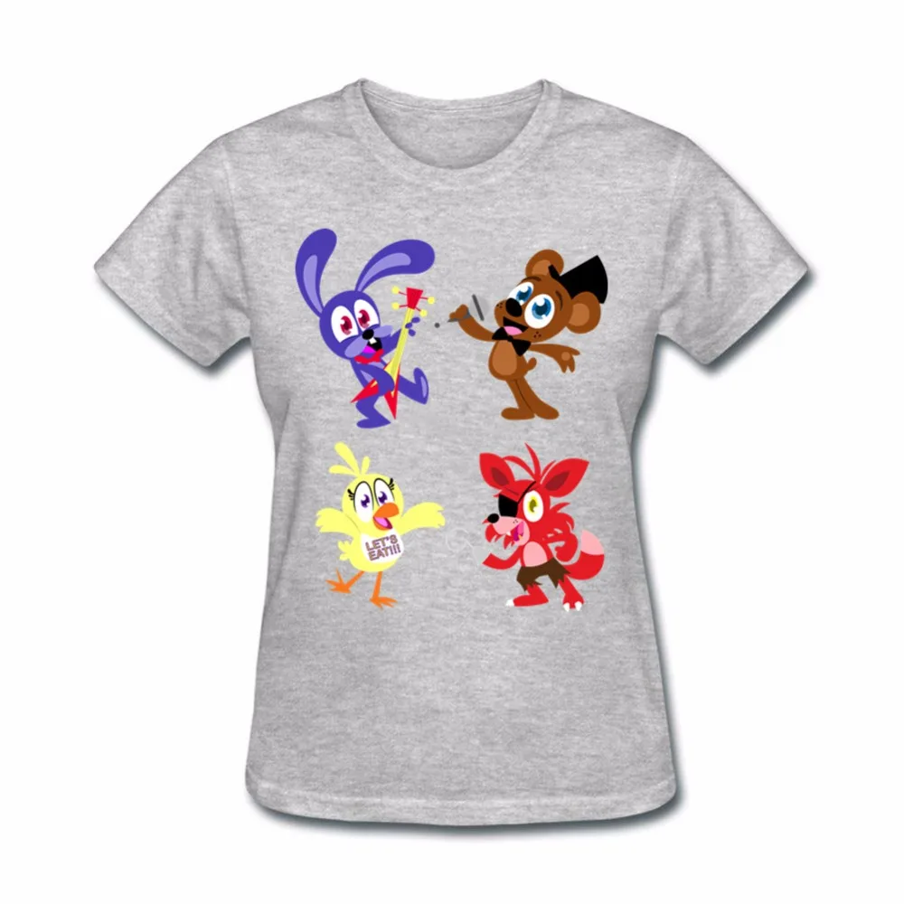Kawaii Животные футболка Для женщин FNAF Freddy Fazbear Gang короткий рукав экипаж шеи хлопок