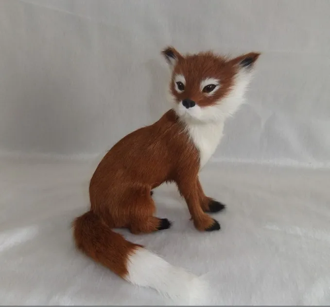 

simulation animal 16x14cm brown fox model toy polyethylene & furs handicraft,props decoration gift A497