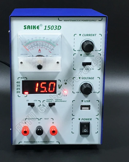 SAIKE 1503D DC Регулируемый источник питания 15 V 3A лабораторный блок с интерфейсом