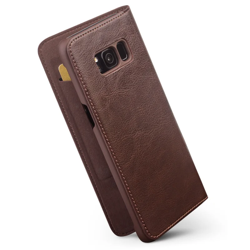 Чехол книжка QIALINO из натуральной кожи для Samsung Galaxy S8 Ультратонкий чехол бумажник