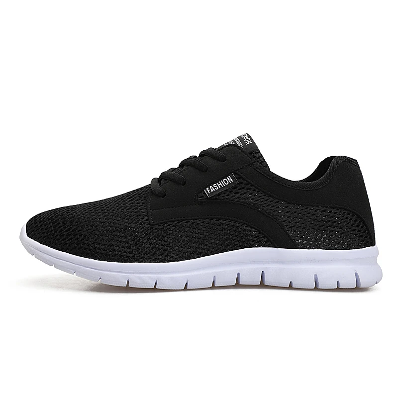 2019 Men Sneakers Summer Fashion Breathable Mesh Shoes Lace Up Gray Black Flat men shoes Plus Size 38-47 | Обувь