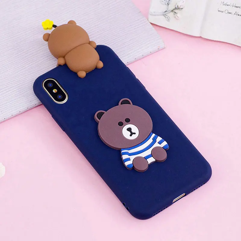 3D милый чехол для iPhone X/XR/XS MAX задняя крышка прекрасный мультфильм панда единорог