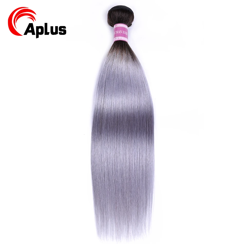 

Aplus Pre-Colored Brazilian Hair Weave Bundles T1b/Grey Color Ombre Bundles Deal 3Pcs/Lot Non Remy Straight Human Hair Extension