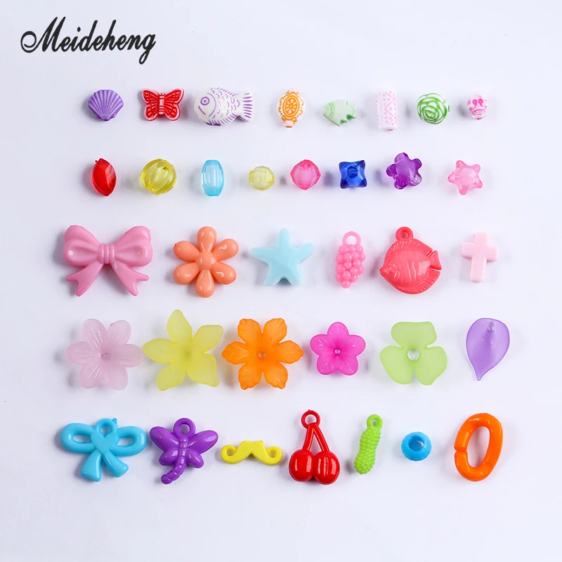 

Acrylic Colorful Frosted Flower beads Washing Bright Spring Five Items Children's gifts jewelry accessories Handicraft materials