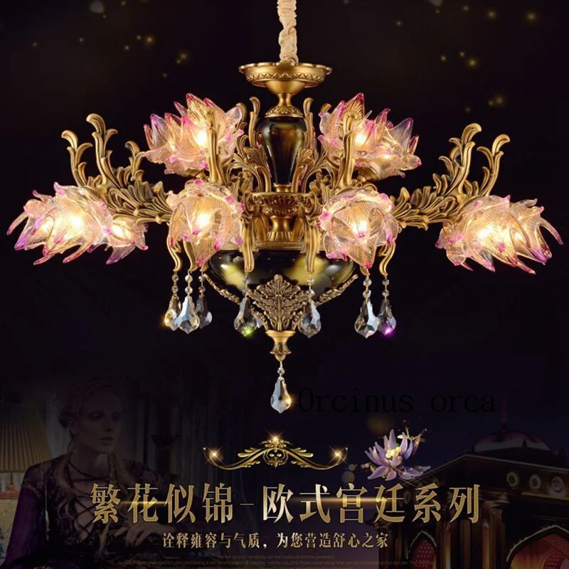 

French retro purple crystal chandelier living room European style villa bedroom restaurant luxury chandeliers Postage free