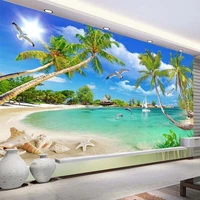 3d wallpaper modern simple coconut tree sea landscape murals living room tv sofa dining room wall painting papel de parede sala