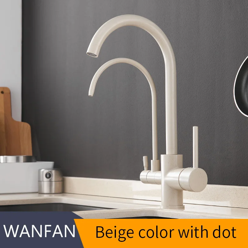 Beige color with dot Фильтр для кухонных смесителей на бортике смеситель с вращением на 360 градусов с функцией очистки воды кран-смеситель для кухонных WF-0176 - Цвет: Beige color with dot