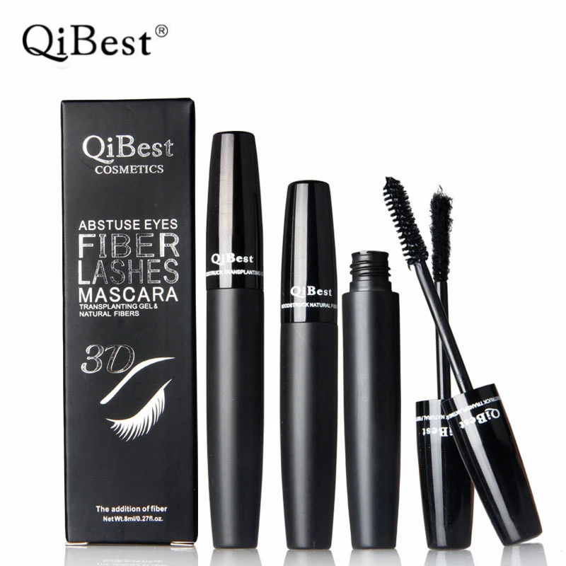 Тушь для ресниц QiBest 2 шт./компл. черная густая тушь + волоконная макияжа