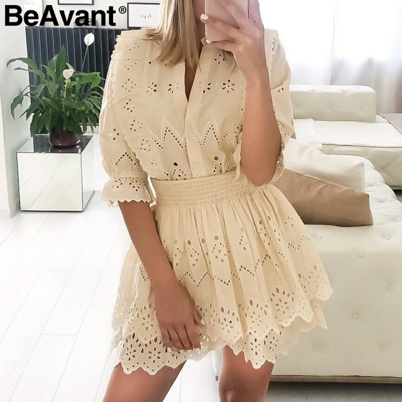 BeAvant элегантная Кружевная блуза с вышивкой для женщин короткий рукав