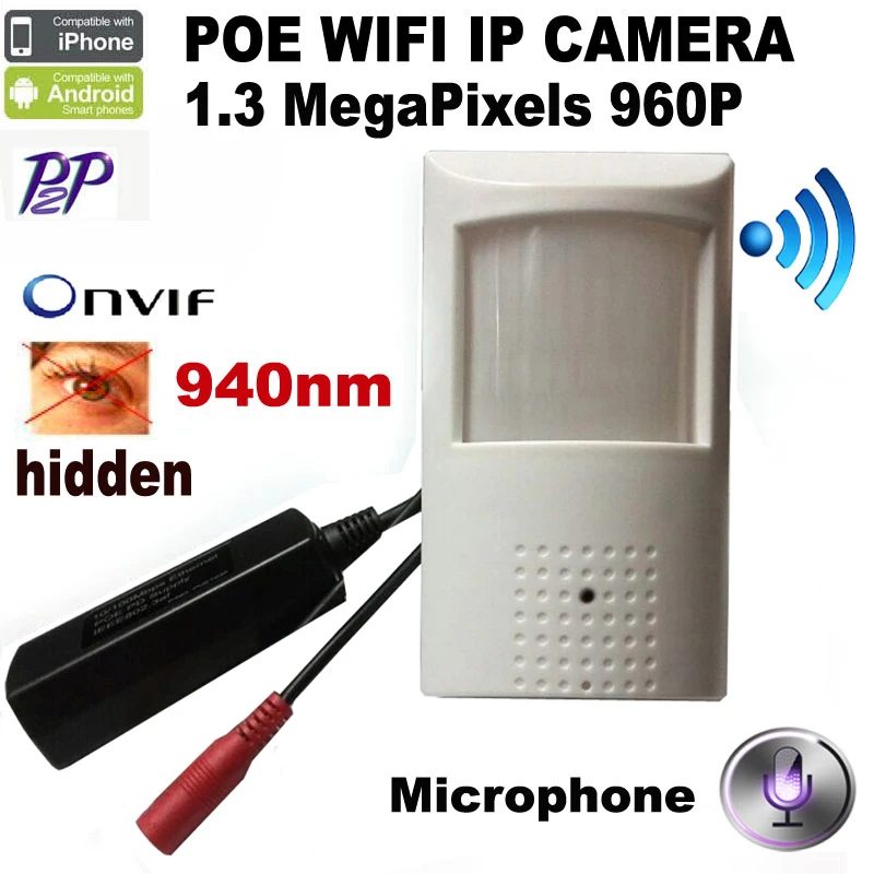 HQCAM 960P Wifi IR CUT POE PIR стиль детектор движения WIFI камера ONVIF 940nm ночного видения P2P Мини