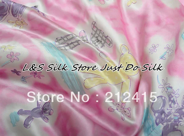 Новинка бесплатная доставка 100% шелк тутового шелкопряда розовая ткань с принтом