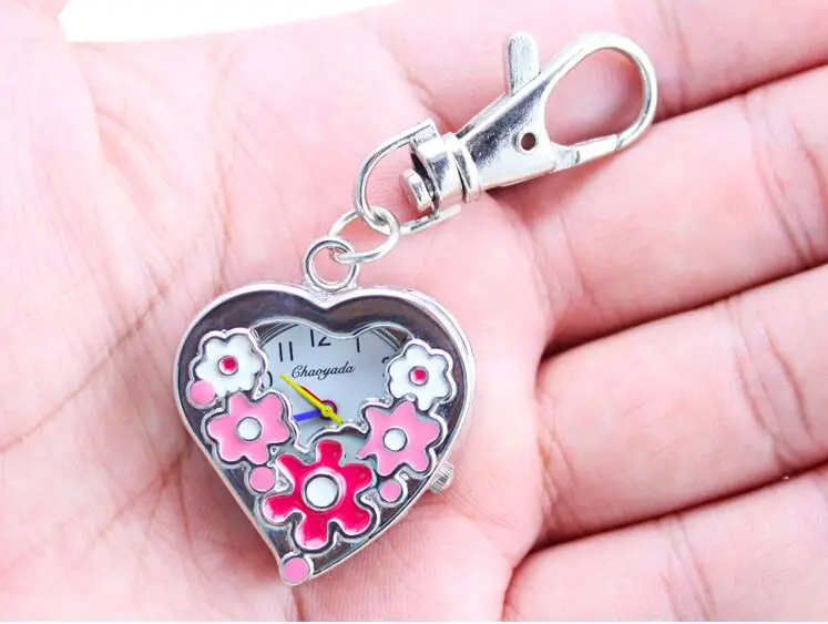 Новинка 2016 фиолетовые розовые карманные часы с цветком ожерелье подвеской в