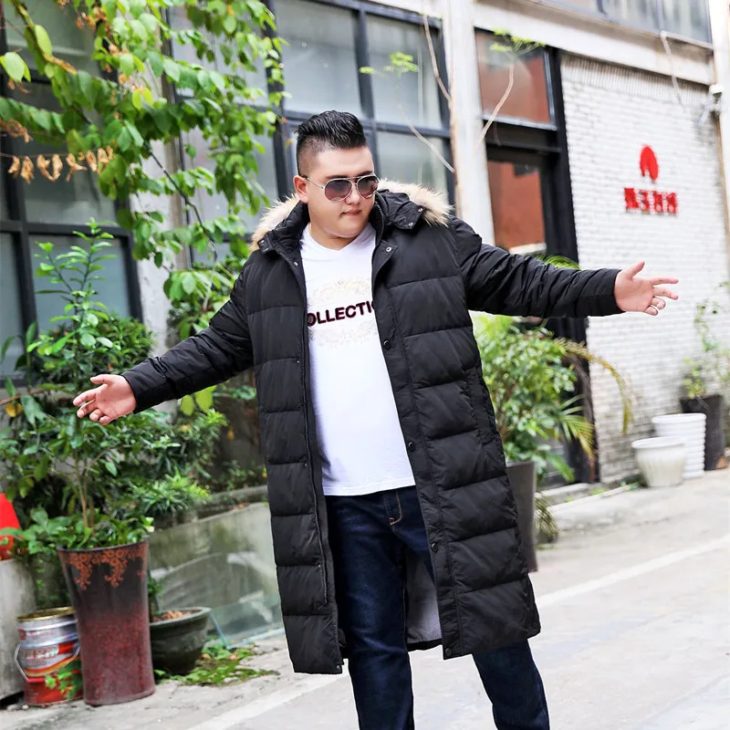 

Men's Winter Jackets Fashion Hooded Warm Cotton Casual Hooded Jacket Men's Long Over Knees Oversized Coat for 170kg Men's Wear