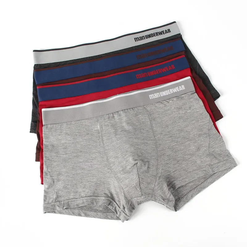 Трусы боксеры мужские 4 шт./лот нижнее белье с карманом мягкие хлопковые шорты