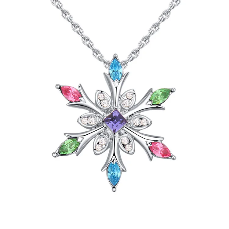 1 Новая подвеска из снежинки ожерелья Кристаллы от Swarovski Collier Femme ювелирные изделия для женщин цепочка без никеля Bijoux подарки - Окраска металла: 1