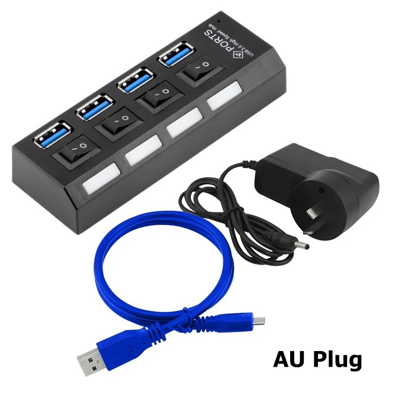 Usb-концентратор с несколькими портами 3,0 4 порта USB 3,0 концентратор разделители USB с адаптером питания переключатель 3 Hab для ПК macbook pro компьютерные аксессуары