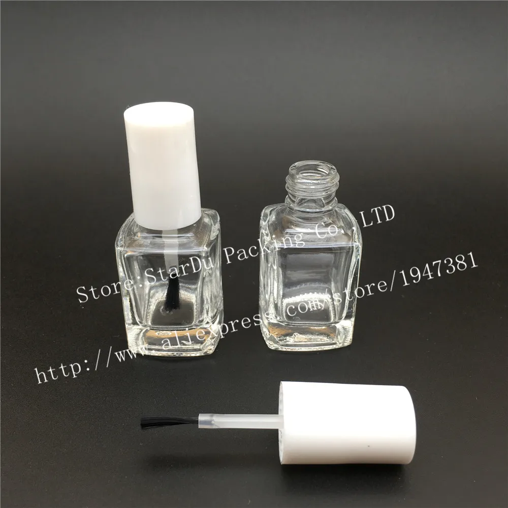 

10pcs 10ml Square Nail Polish Bottle With White Lid,Small Glass Nail Polish Bottle