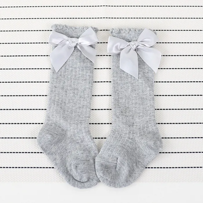 Cotton Baby Socks Bow Knee High Newborn Girl Anti Slip Leg Warmers Infant Kids Long Tube Booties Sokken 0-4T |
